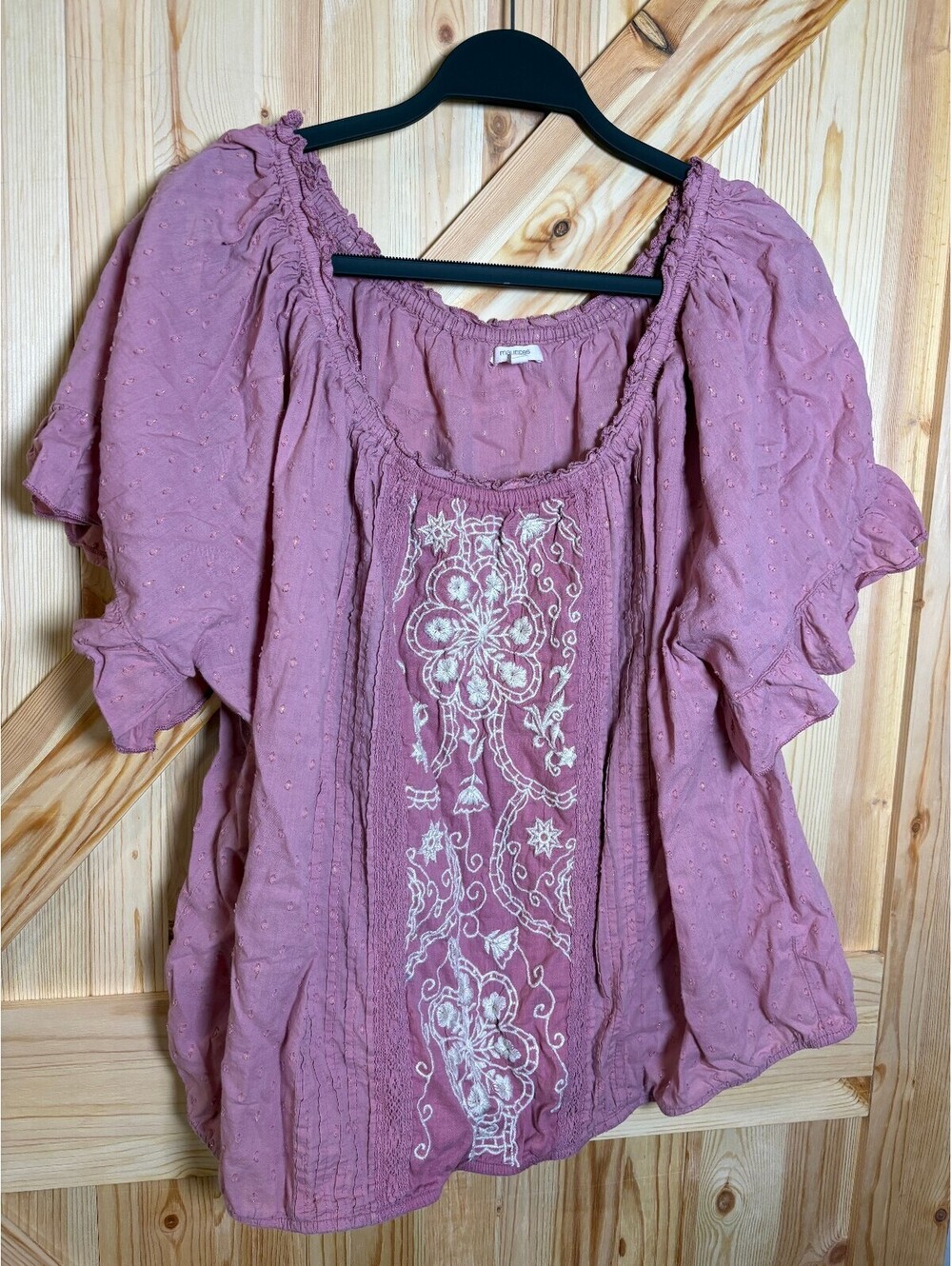 Maurices Mauve Embroidered Bohemian Style Blouse Size 2X - Picture 1 of 10